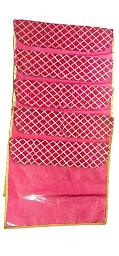 WS Wrap Shap Cross Gota Saree Cover/Salwar Suit Cover / Wedding Gifting / Clothes Storage (Beige)