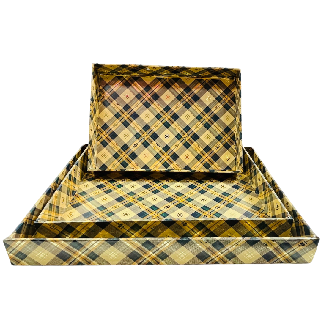 Elegant MDF 3 Pcs Tray Set with Digital Paper Print – Perfect for Gift Packing, Hampers, Weddings, and Trousseau Packing