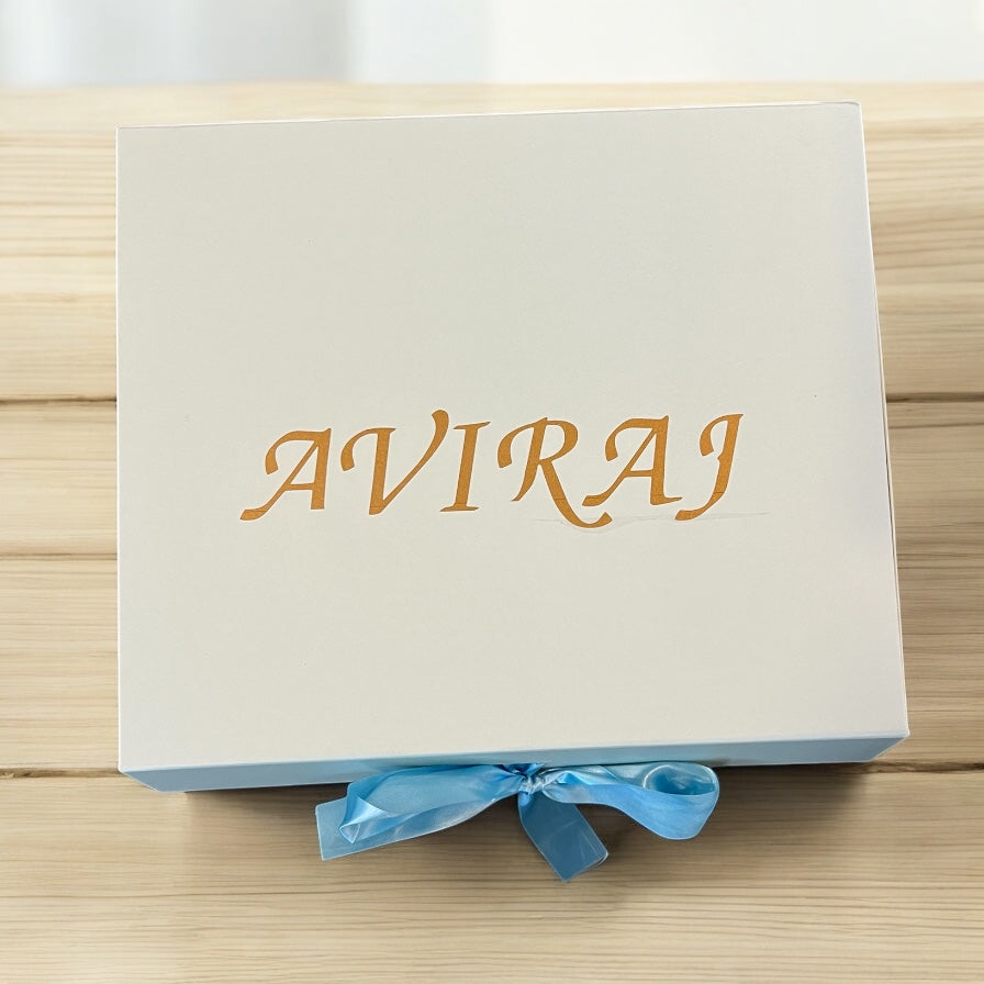 Personalized Kids Birthday Return Gift Hamper – Stationery, Chocolates, Bottle & Brownies in Custom Name Box