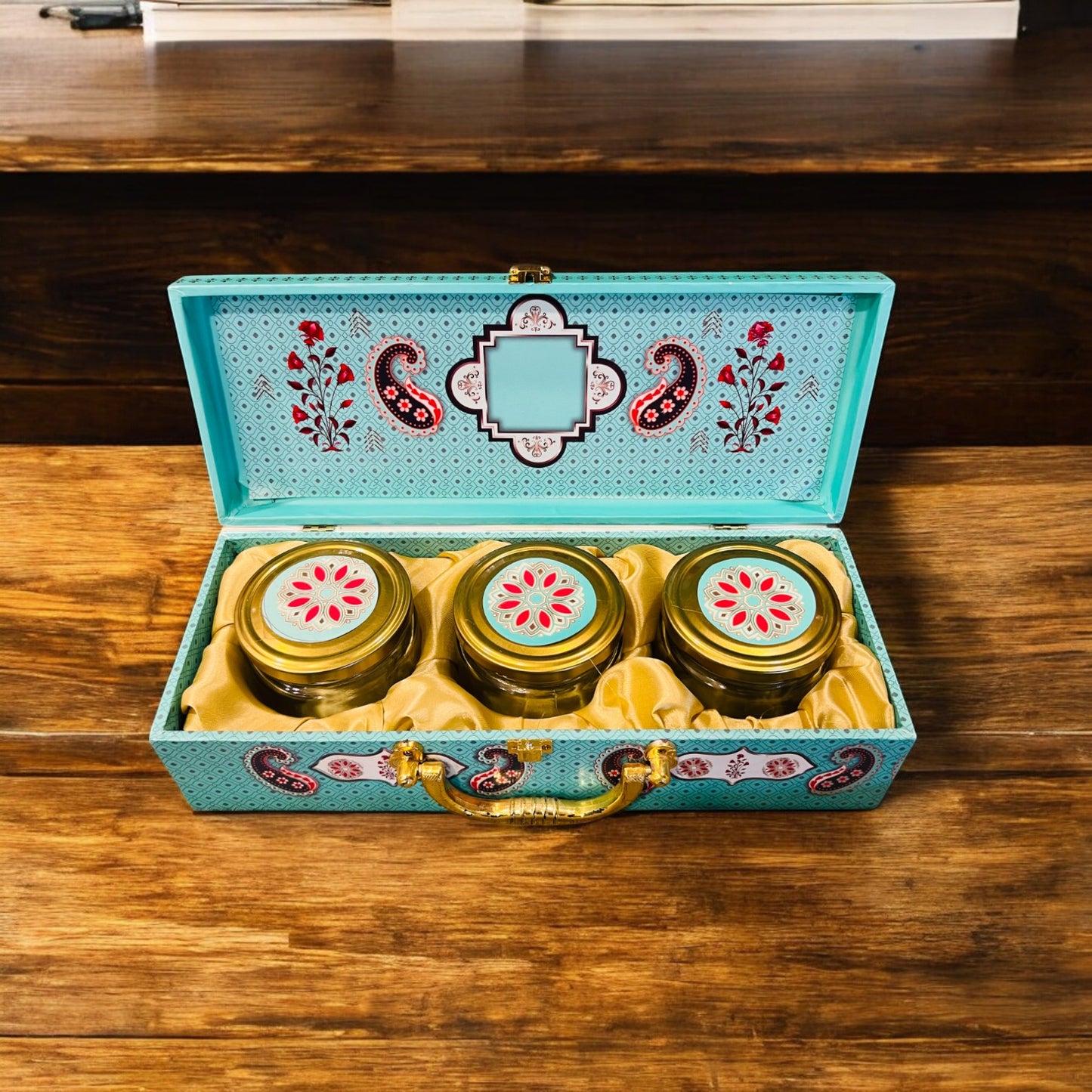 Luxury 3-Jar Dry Fruit Gift Box with Premium Paper Finish | Festive & Wedding Gifting