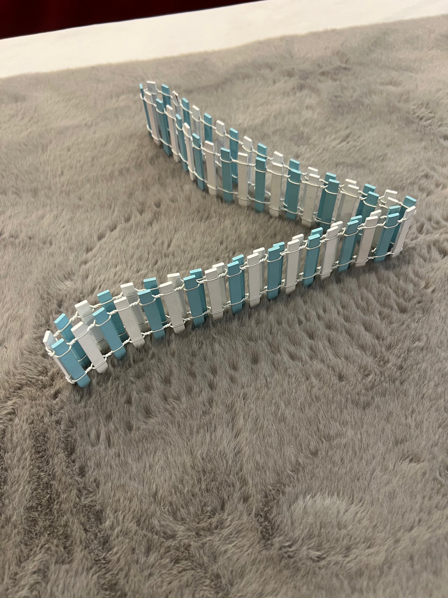 Charming Blue and White Small Fence - 36 Inch Decorative Fence for Gift Packing, Table Decor, Baby Boy Hampers, and More