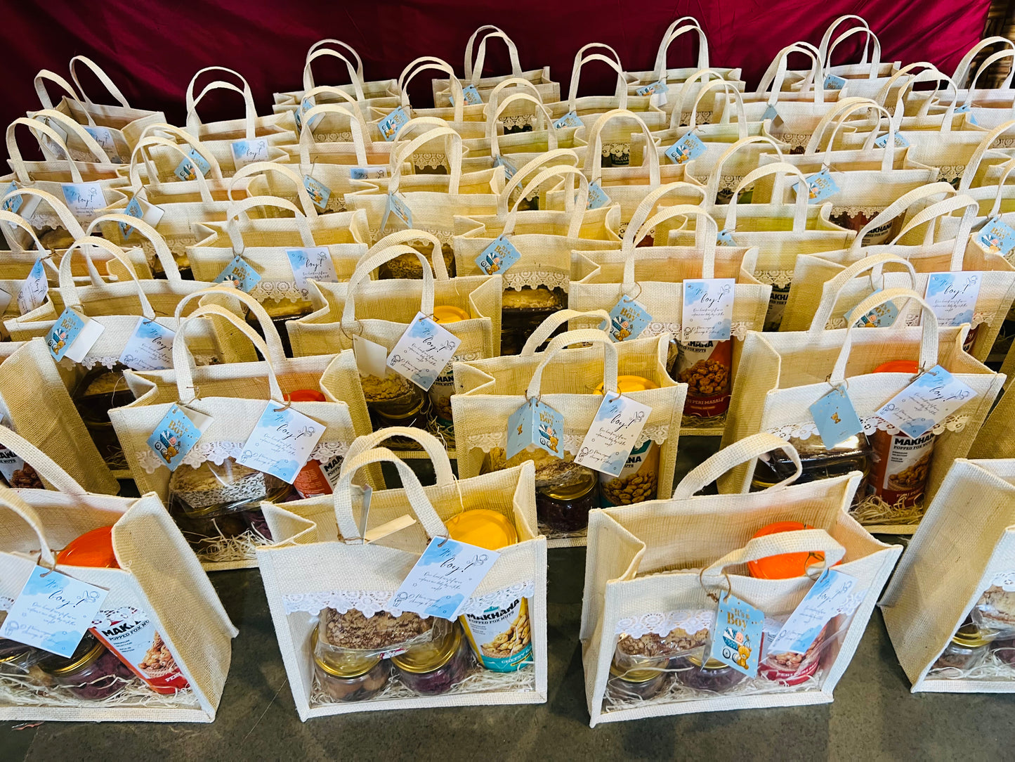 Premium Return Gift Hamper for Baby Shower, Birth Announcement, Newborn Celebrations, and First Birthday in a Jute Bag