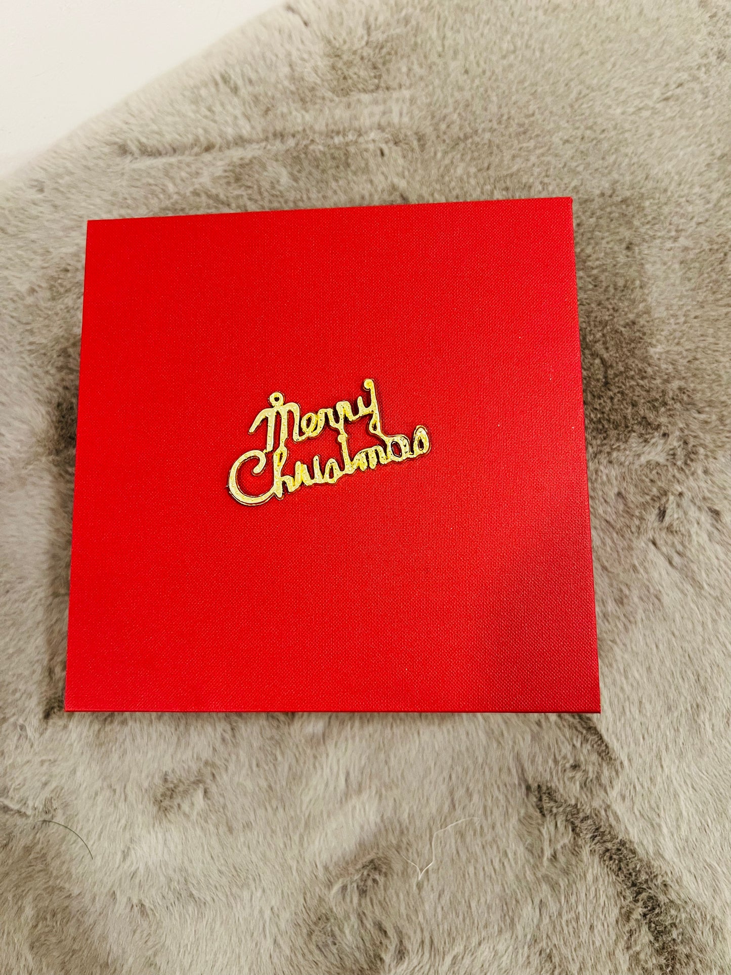 Premium Christmas Hamper in Red Rigid Box – Keychain Set, Floral Candles & Dairy Milk Plum Cake