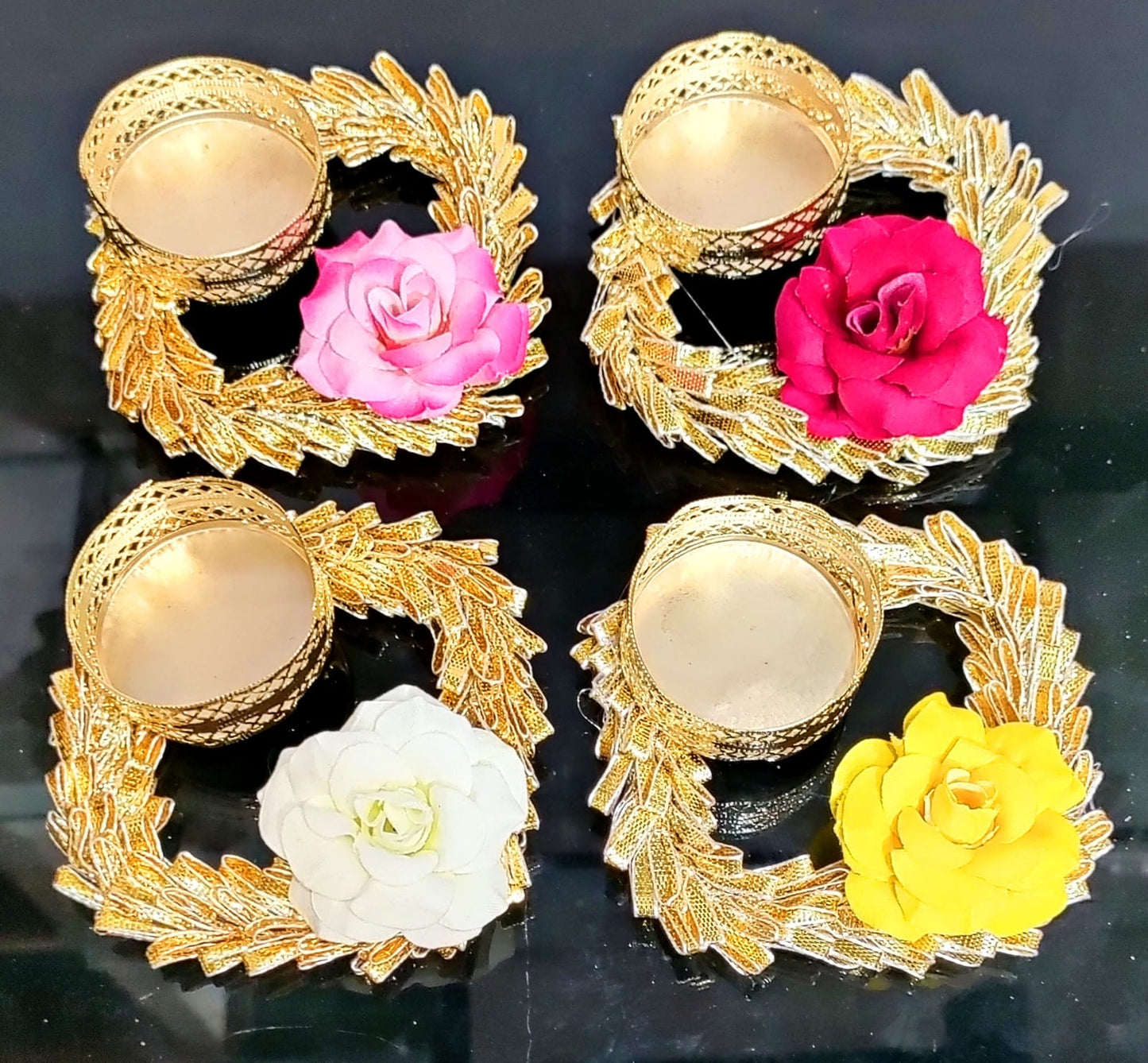 Decorative square candle holder for Diwali and pooja