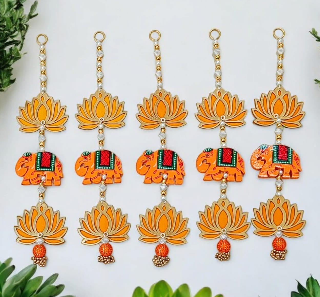 Traditional festive door and wall hanging with elephant & lotus