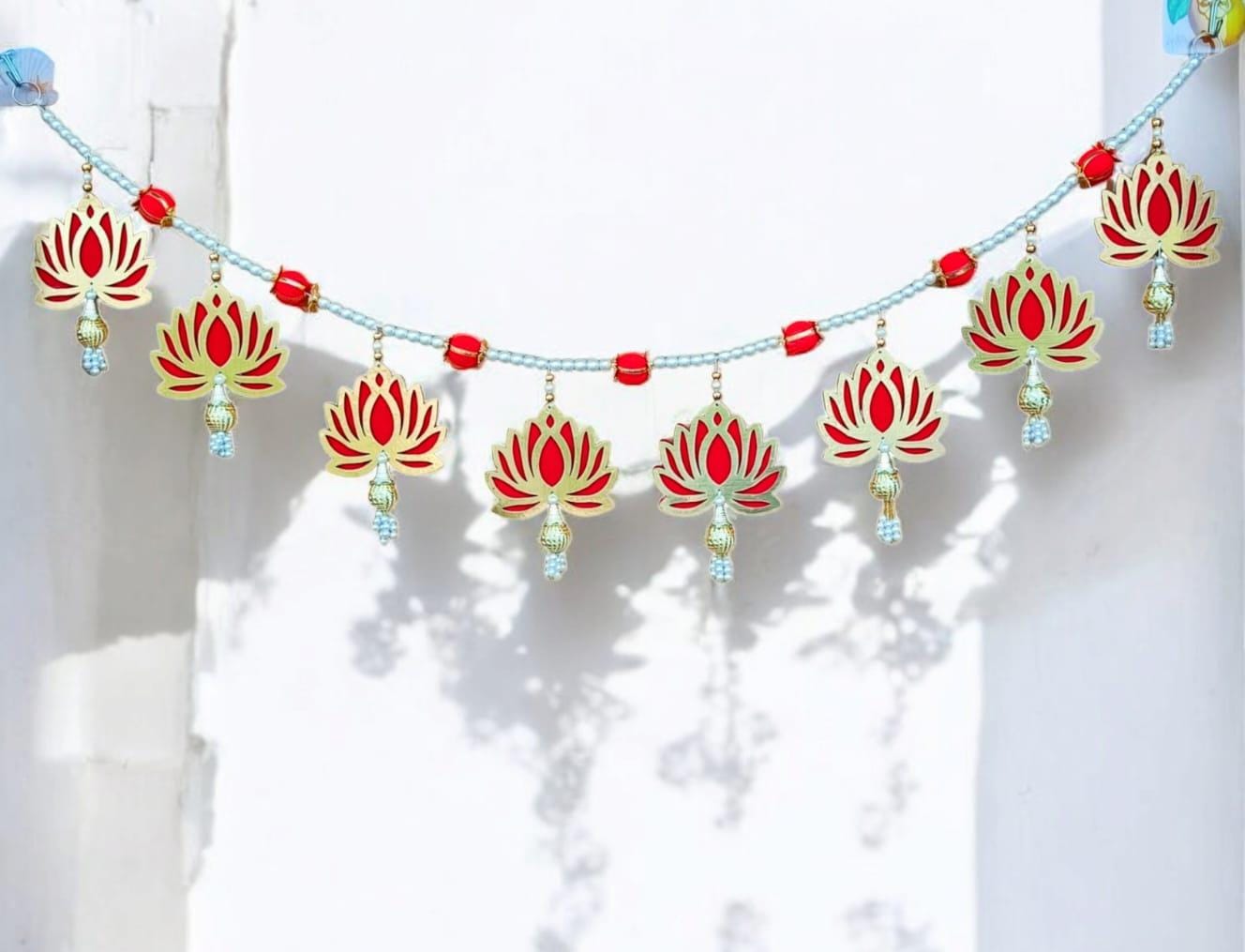 Red Lotus Toran 40x6 Inch for festive door decoration