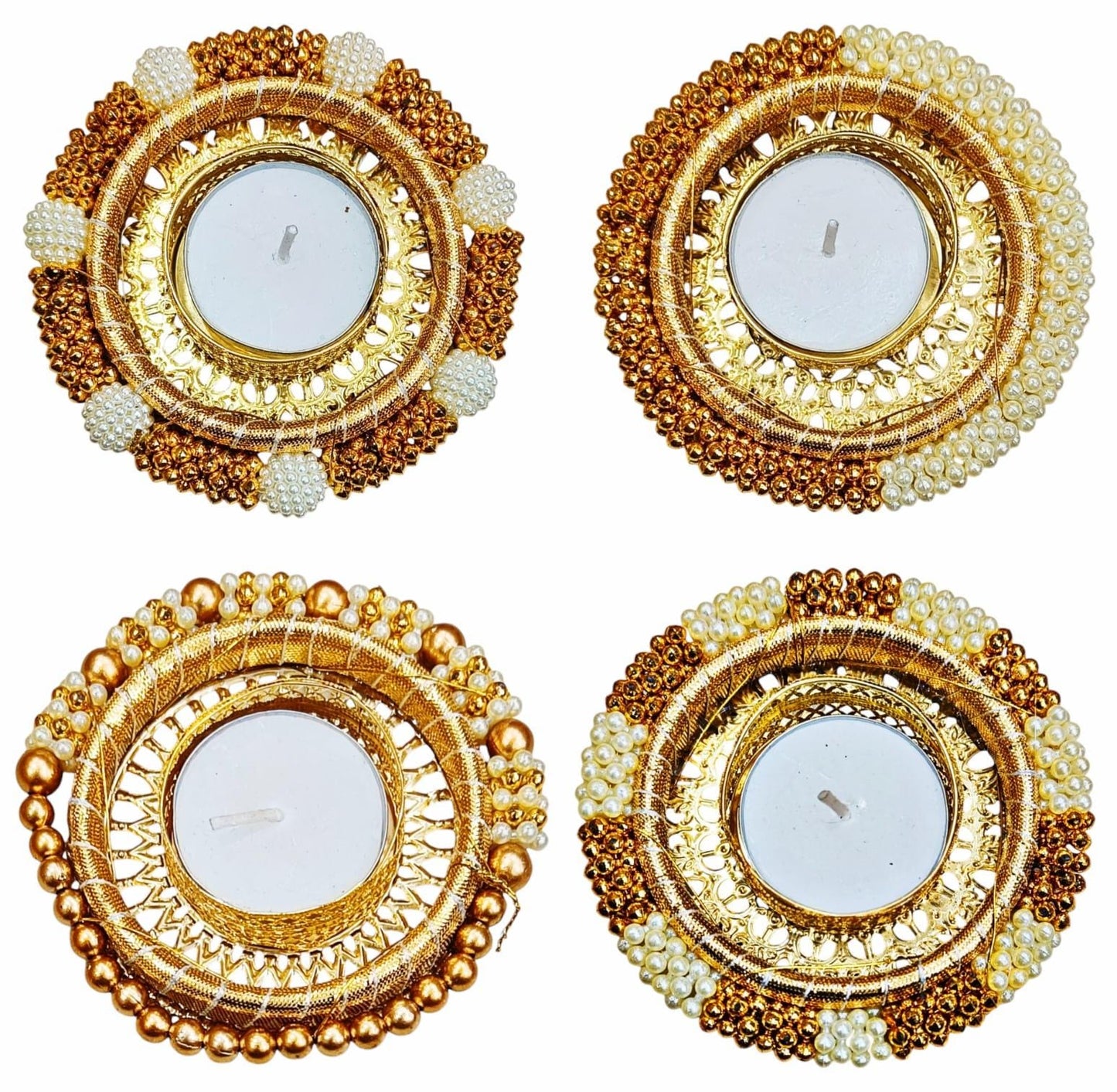 4 inch decorative candle holder with vibrant pearl design