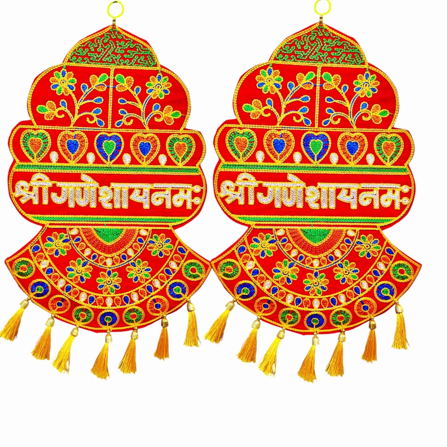 "Shree Ganeshay Namah wall hanging pair for festive décor (19x10 Inch)"