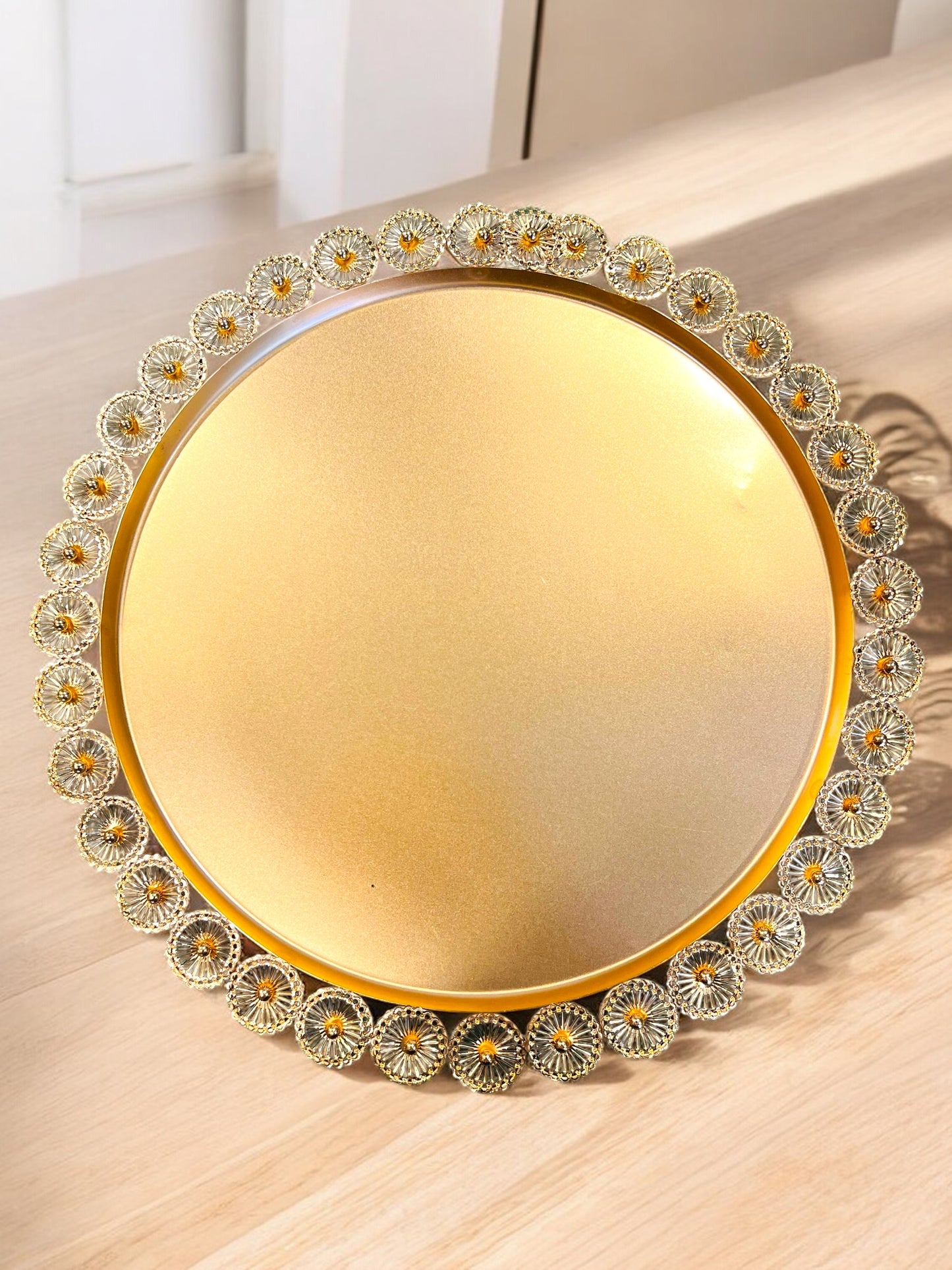 Heavy 19-inch premium metal round platter for gifting 2kg dry fruits by Wrap Shap – perfect for Diwali, weddings, and festive occasions