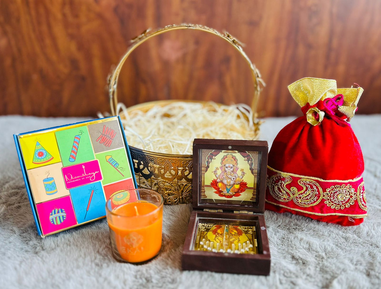 Laxmi Charan Paduka gift box symbolizing prosperity in a luxury Diwali hamper.