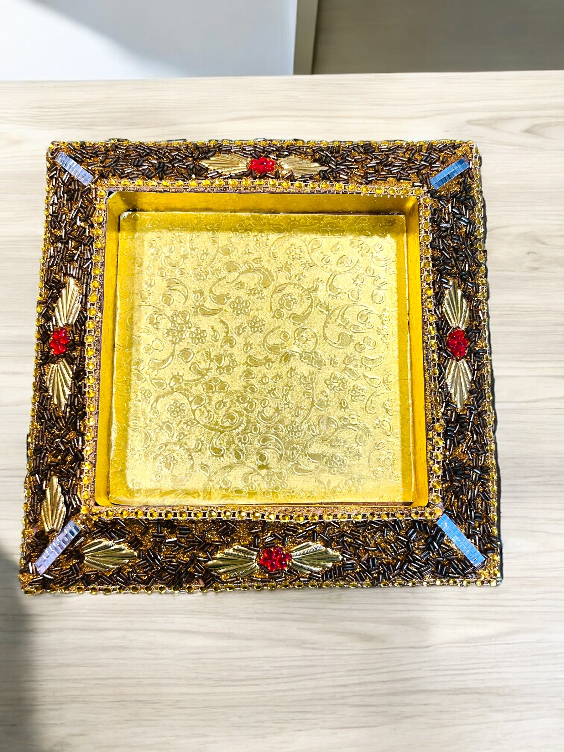 MDF Square Tray with Lakh Design – Decorative Serving Gift Tray for Dry  Fruits, Sweets Rings Wrap Shap