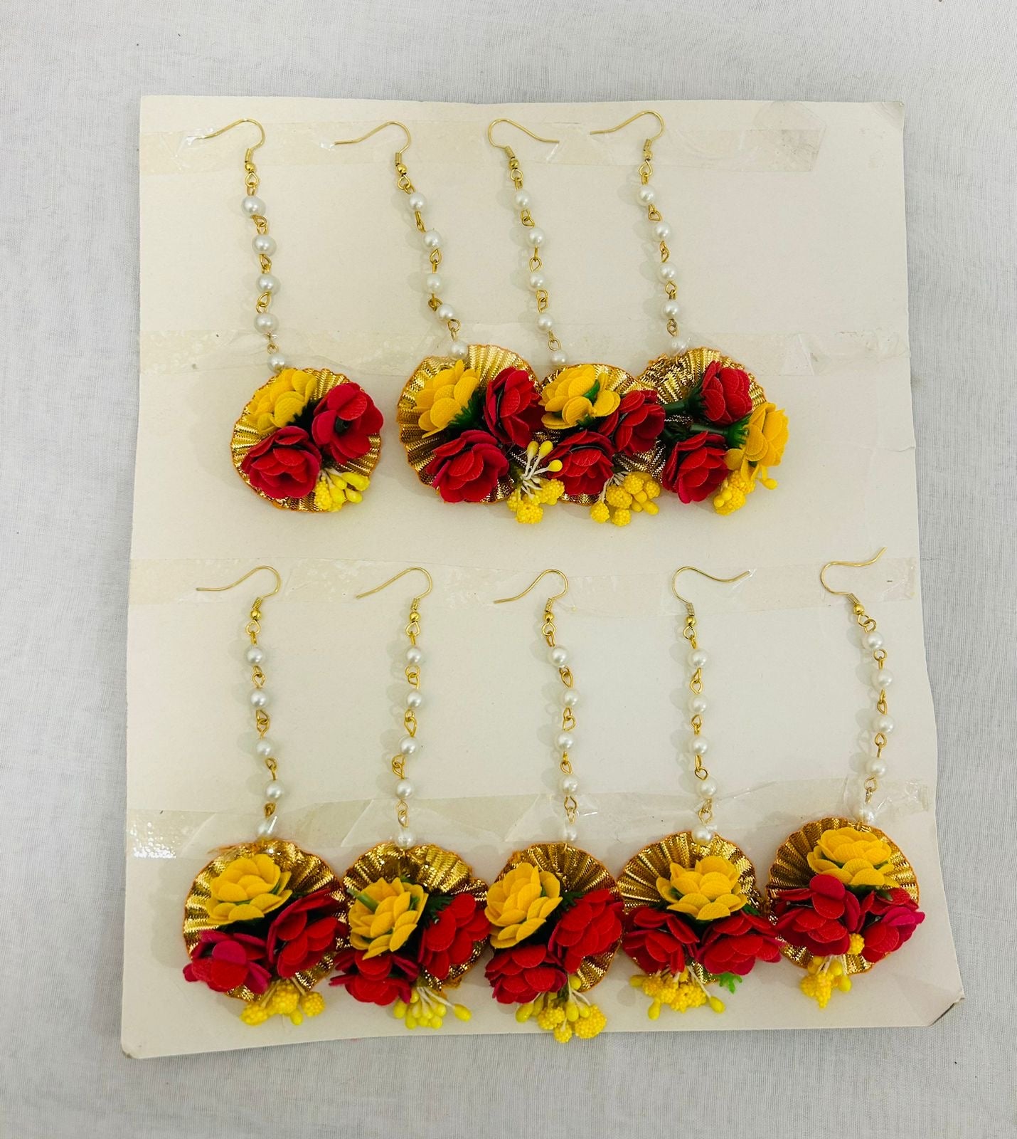 Red Yellow Floral Maang Tikka – Traditional Return Favors for Haldi,  Mehendi Festive Gifting