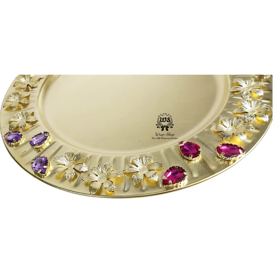 Metal Decorative Platter with Gemstones for Dry-fruit gifting