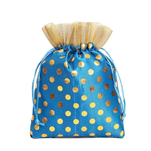 Charming Polka Dot Print Potli Batwa Bags (7x5 inches) – Ideal for Return Favors and Gifting Dry Fruits
