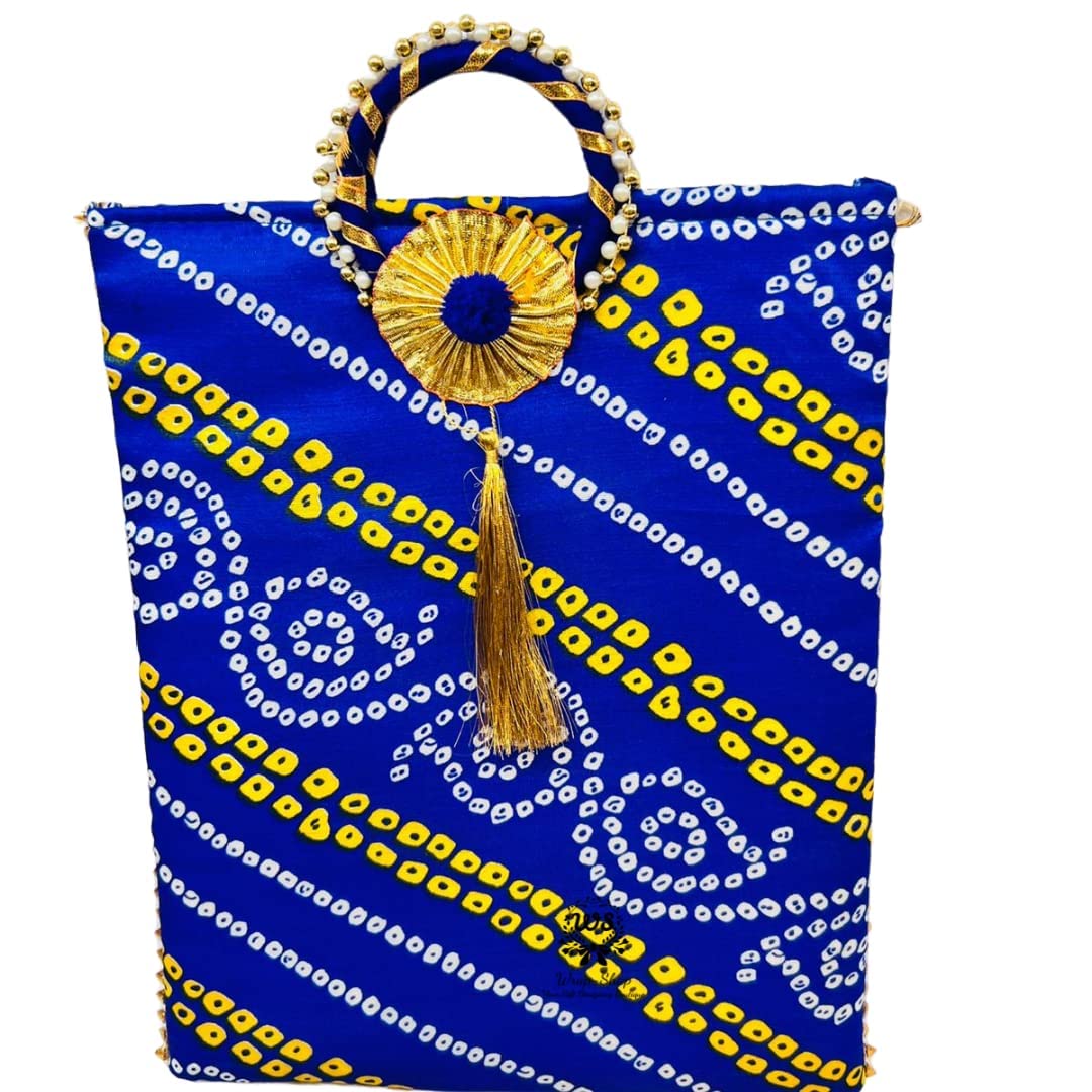 Traditional Bandhej Gifting Bag 10x8 Inch – Return Gift Bag for Wedding, Haldi, Mehendi, Festive Gifting