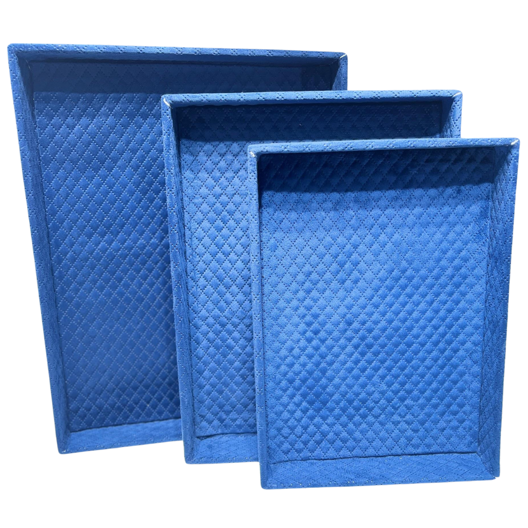 Luxurious MDF 3 Pcs Tray Set with Premium Suede Cloth – Ideal for Gift Packing, Hampers, Weddings, and Trousseau Packing