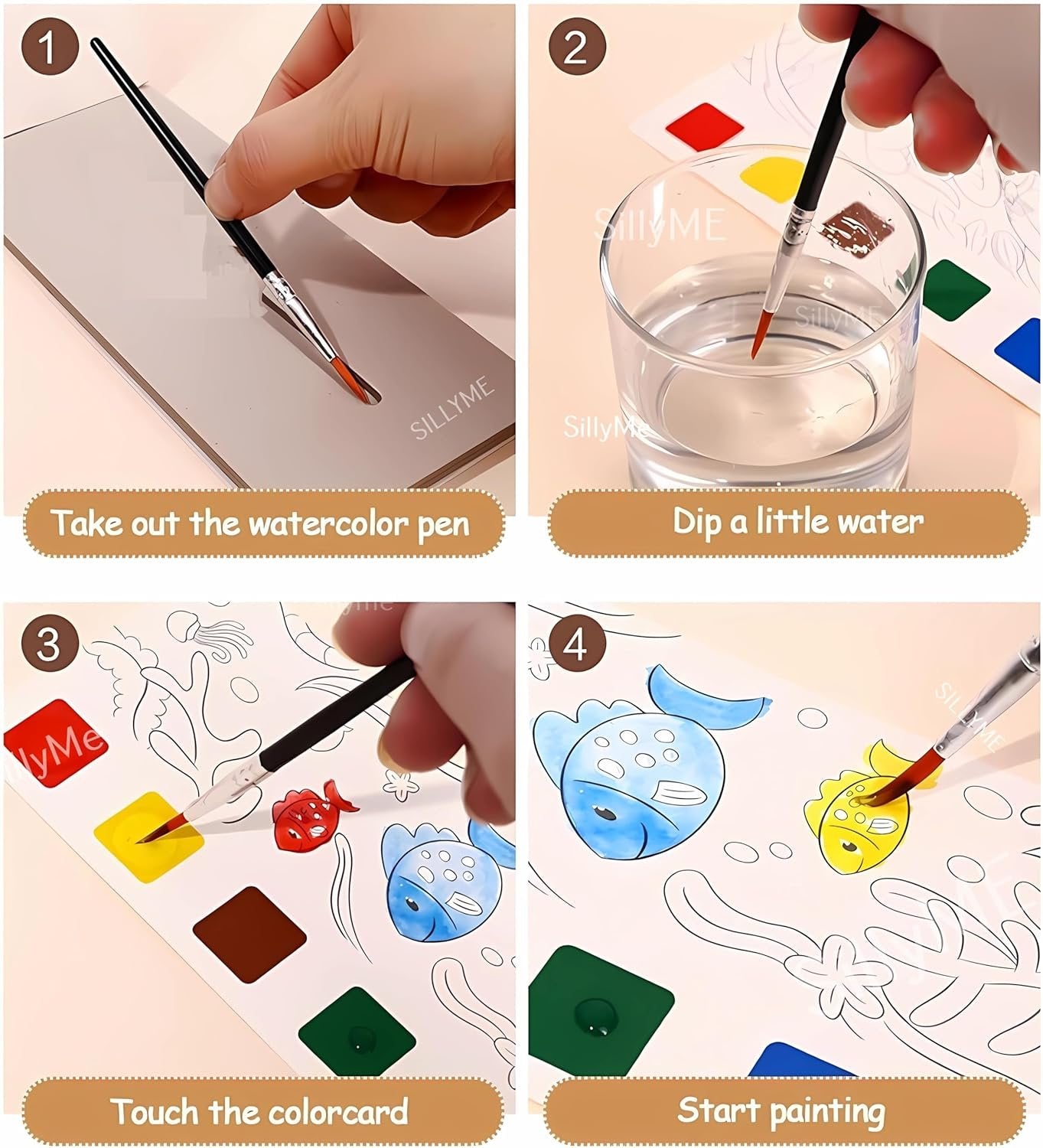 Cartoon Theme Watercolor Painting Book for Kids – Fun Activity Set with Paint Brush & 10 Sheets | Perfect Birthday Return Gift