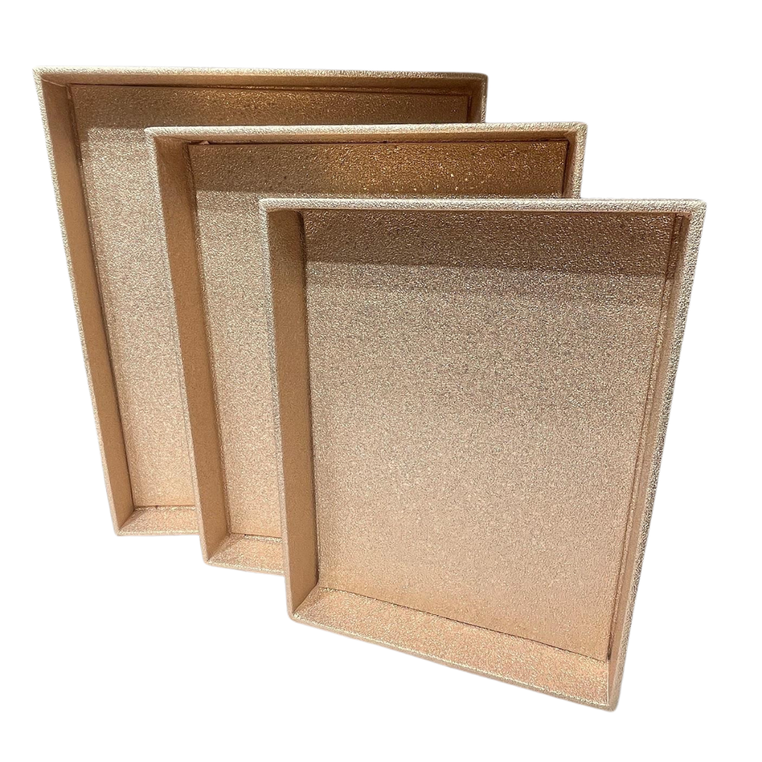 Premium MDF 3 Pcs Tray Set with Leather and Velvet – Ideal for Table Decor, Gift Packing, Hampers, and Weddings