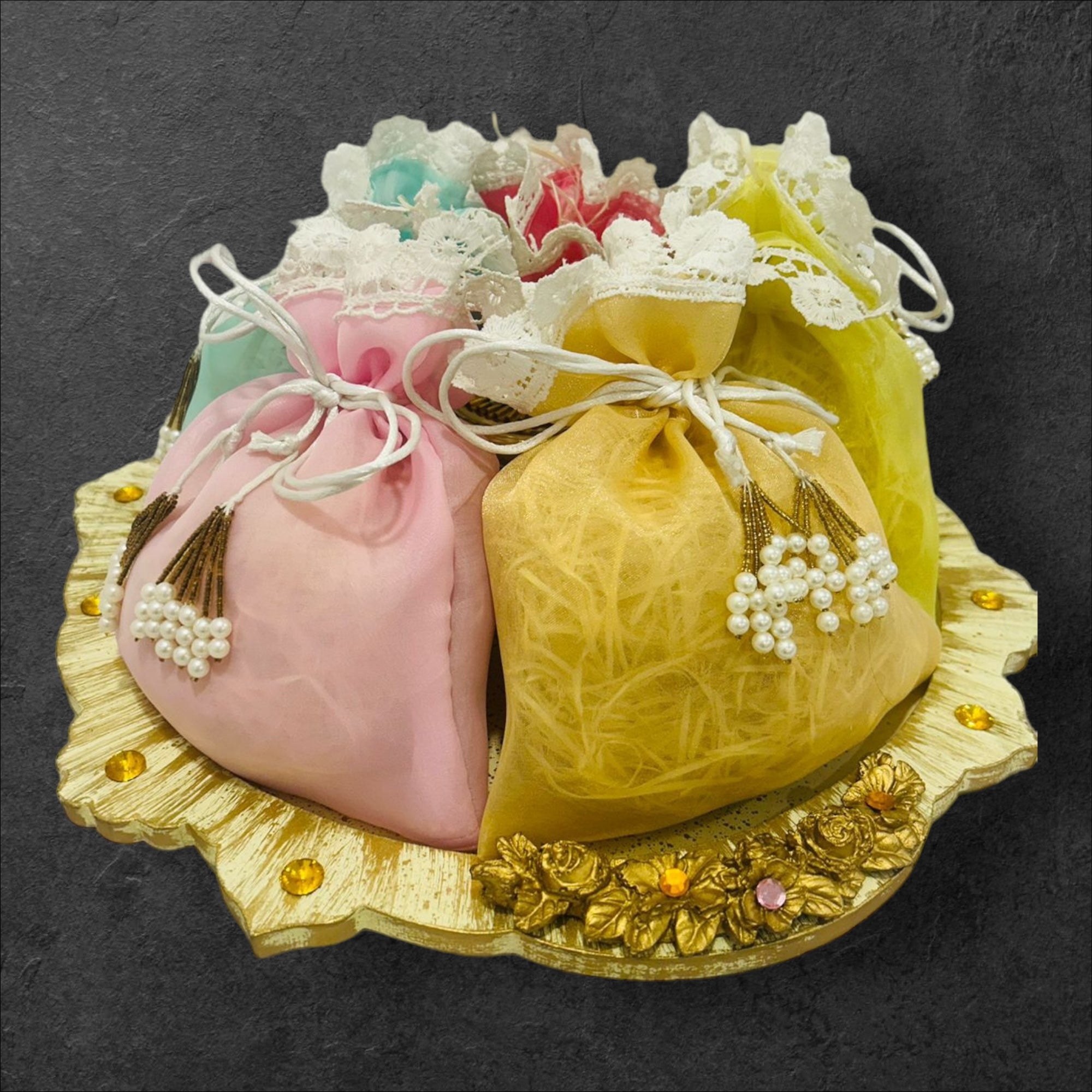 Chikankari Lace Potli Batwa Bags