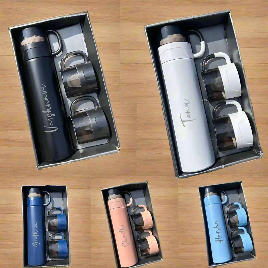 Personalized Flask Cup Gift Set – Ideal Gift for Him & Her | Birthday, Anniversary, Rakhi & Special Occasions | Wrap Shap