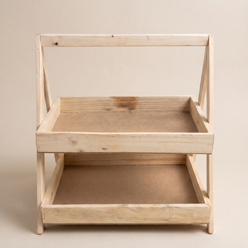 2 tier pinewood basket measuring 12x14 inches for premium gift hampers and festive gifting