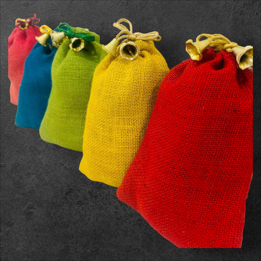 Vibrant Jute Potli Batwa Bags (5" x 7")