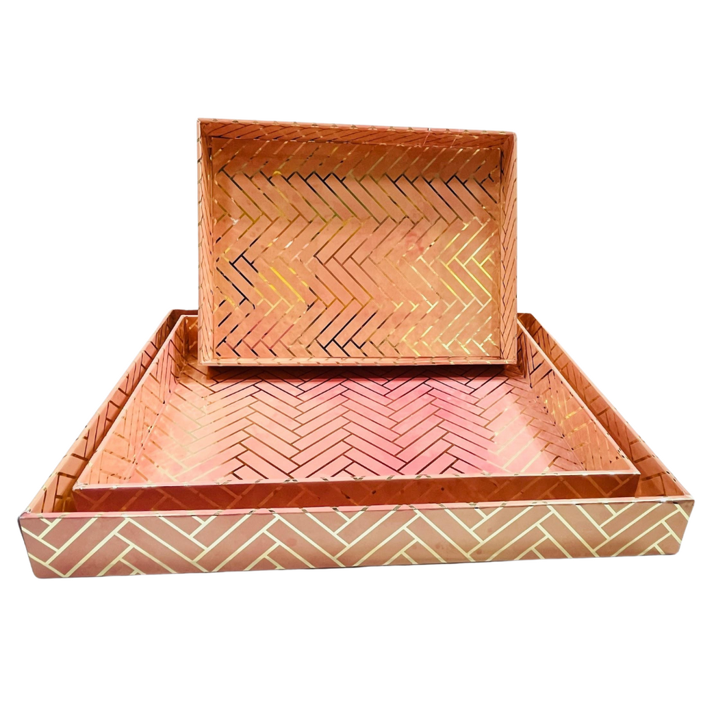 Elegant MDF 3 Pcs Tray Set with Digital Paper Print – Perfect for Gift Packing, Hampers, Weddings, and Trousseau Packing