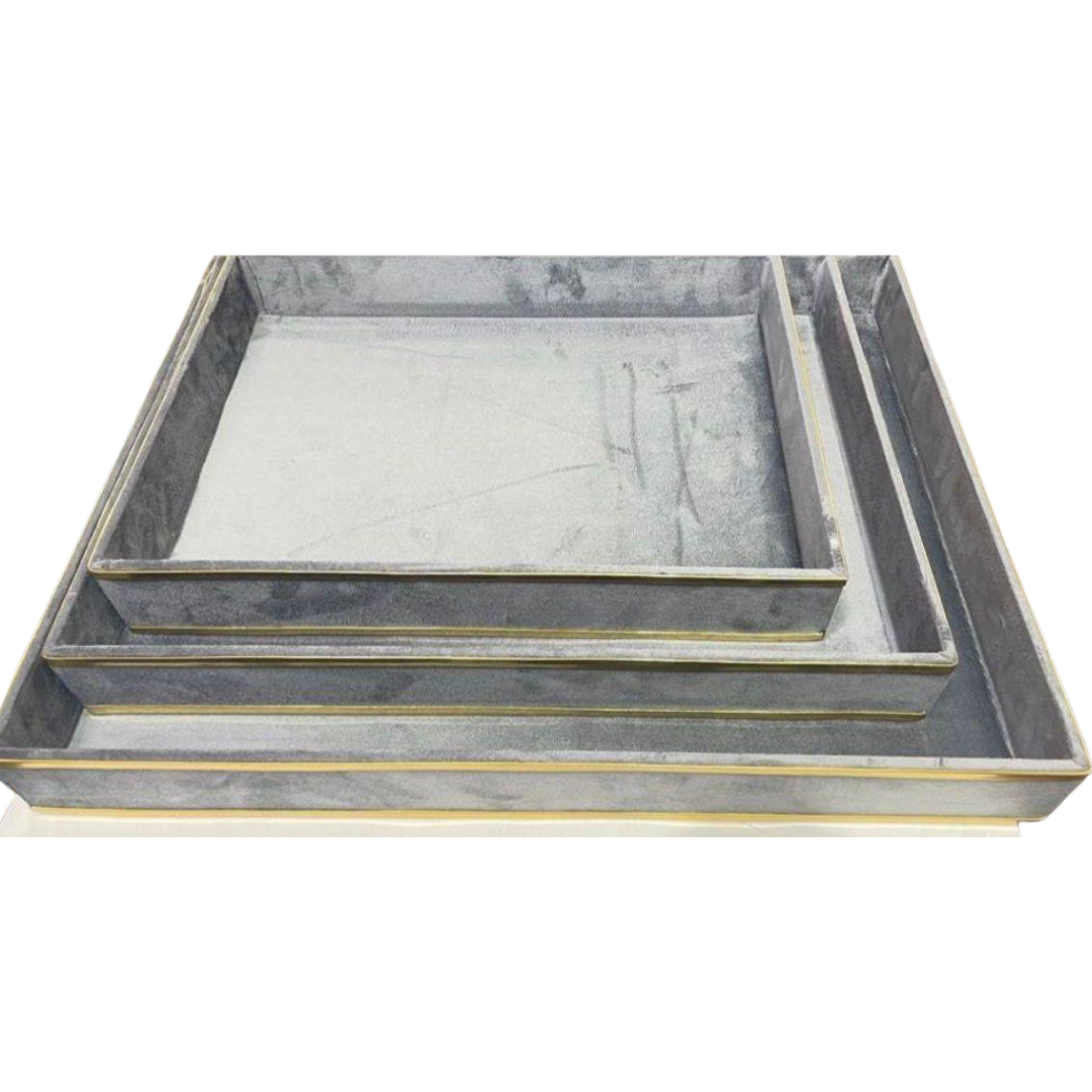 Luxurious Velvet MDF 3 Pcs Tray Set – Ideal for Gift Packing, Hampers, Weddings, and More