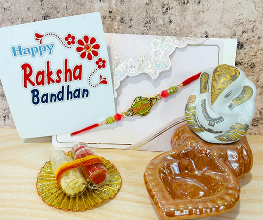“Brother” Rakhi with Multicolor Beads – Raksha Bandhan Gift with Roli Chawal | Wrap Shap