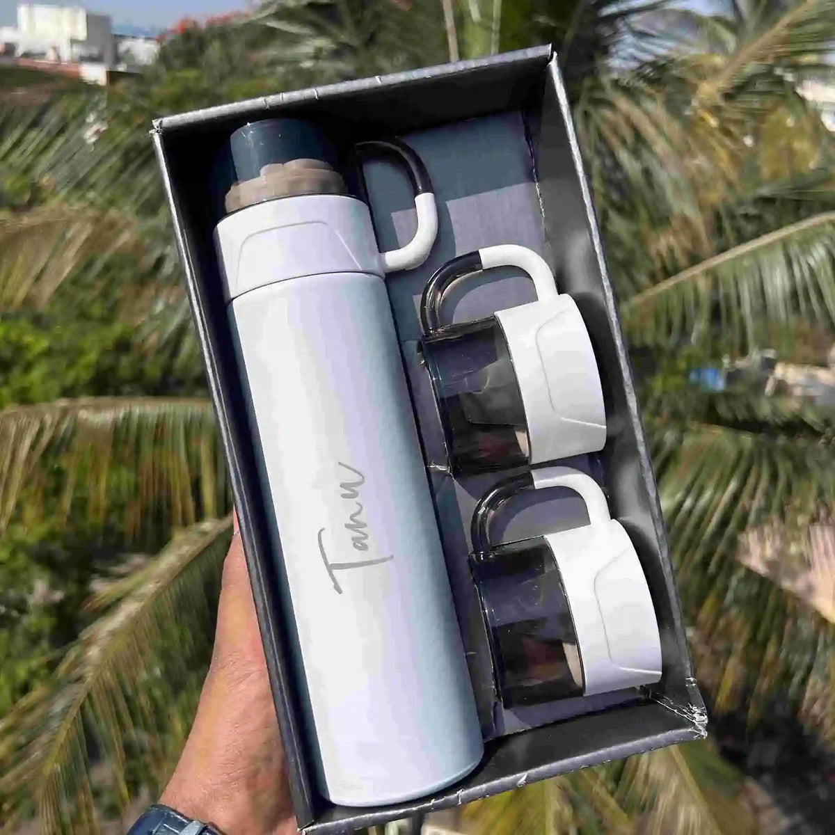 Personalized Flask Cup Gift Set – Ideal Gift for Him & Her | Birthday, Anniversary, Rakhi & Special Occasions | Wrap Shap