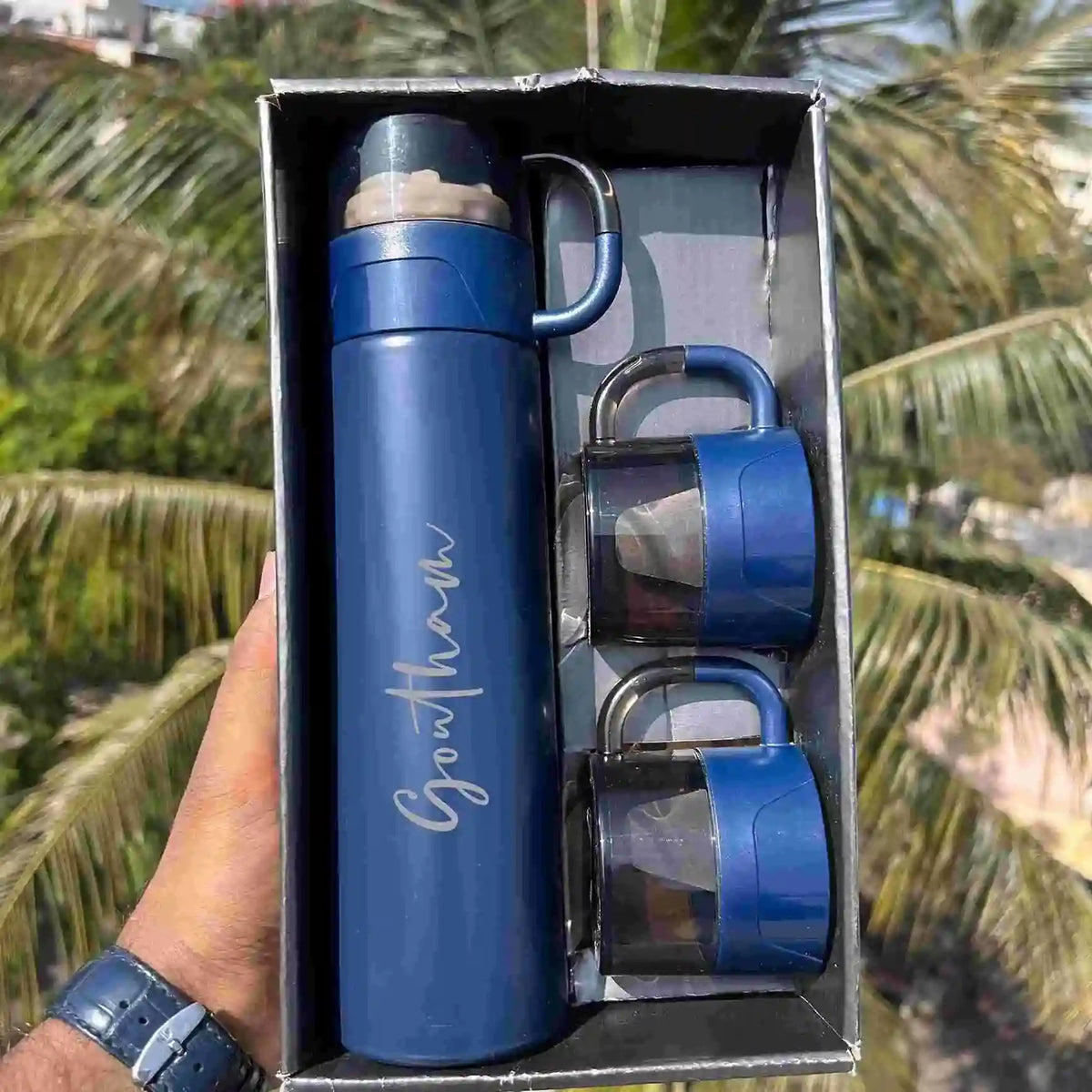 Personalized Flask Cup Gift Set – Ideal Gift for Him & Her | Birthday, Anniversary, Rakhi & Special Occasions | Wrap Shap
