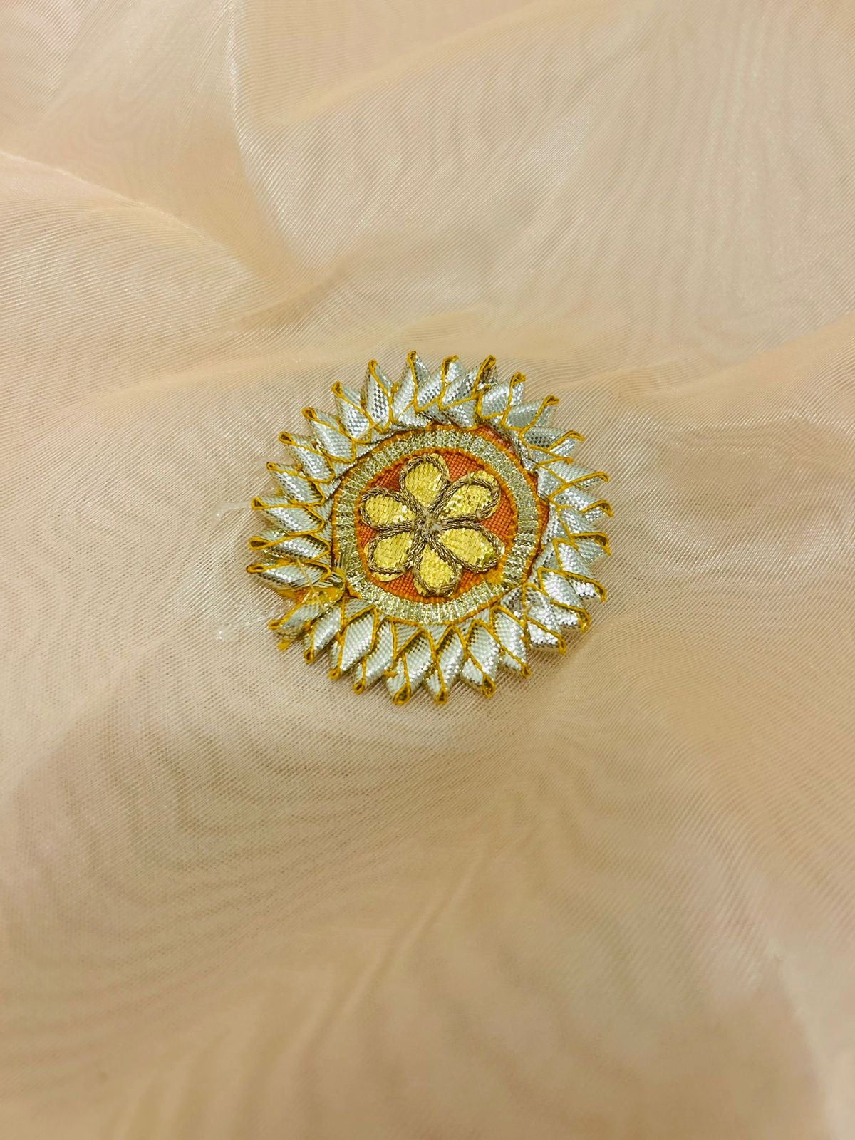 Tissue God Bharai Potli with Multicolored Lace Border – Big Size | Thaal Cover, Pooja, Wedding Use | Wrap Shap