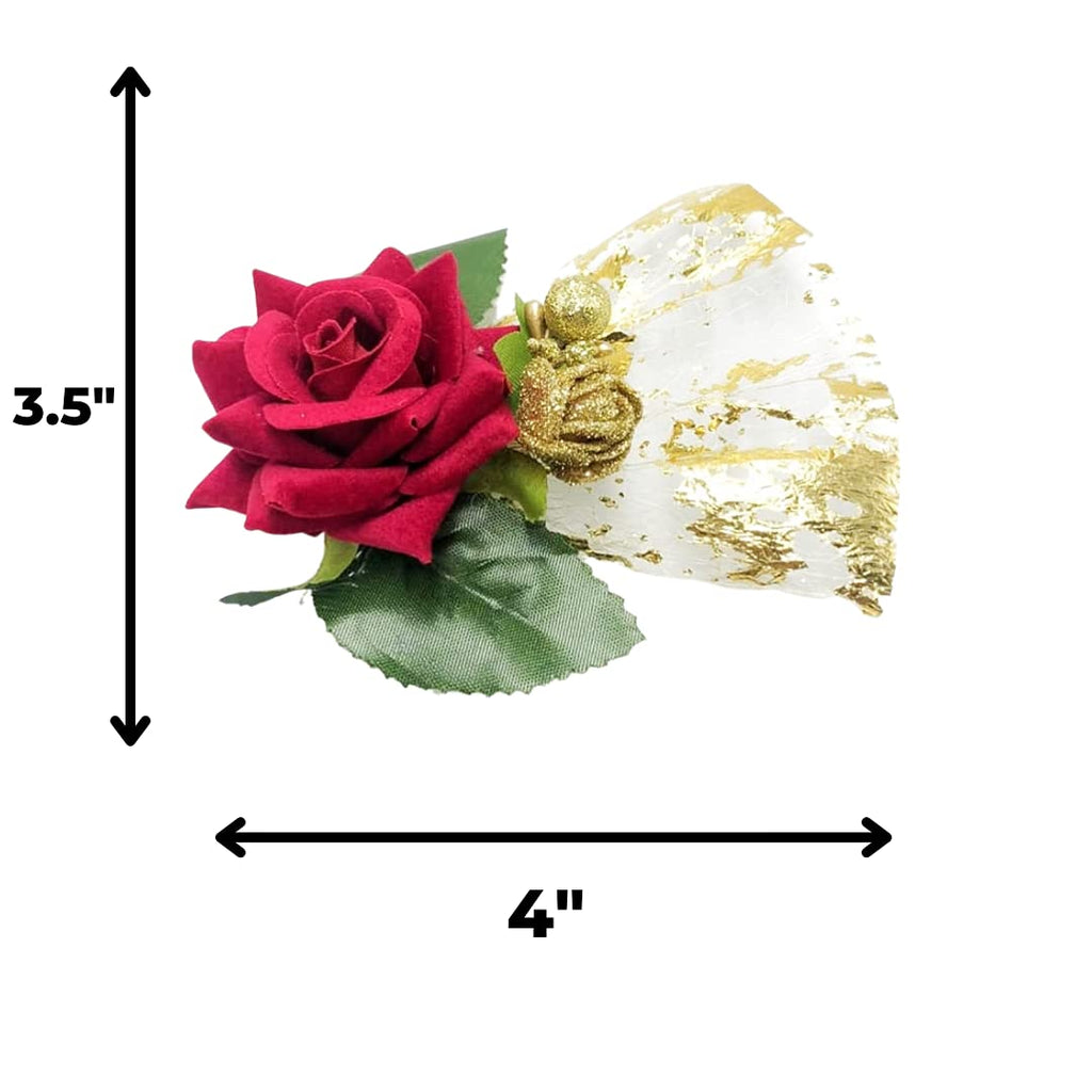 Luxurious Red Velvet Rose Artificial Flower Bunch for Festive Decor and Gift Embellishment