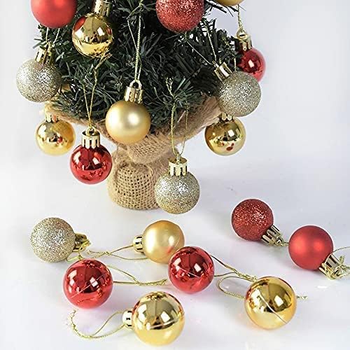 Pack of 12 Red & Golden Glitter Christmas Tree Hanging Balls | Shiny Ornaments for Xmas Décor & Party Decorations