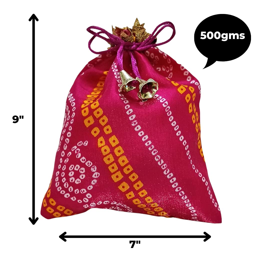 Jaipuri Bandhej Potli Batwa Bag - Return Gifts, Wedding, Dry Fruit Gifting