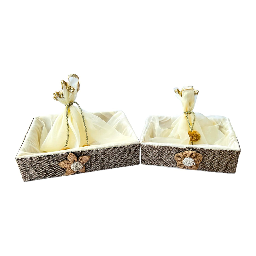 Jute Gift Hamper Basket - 12”x12”
