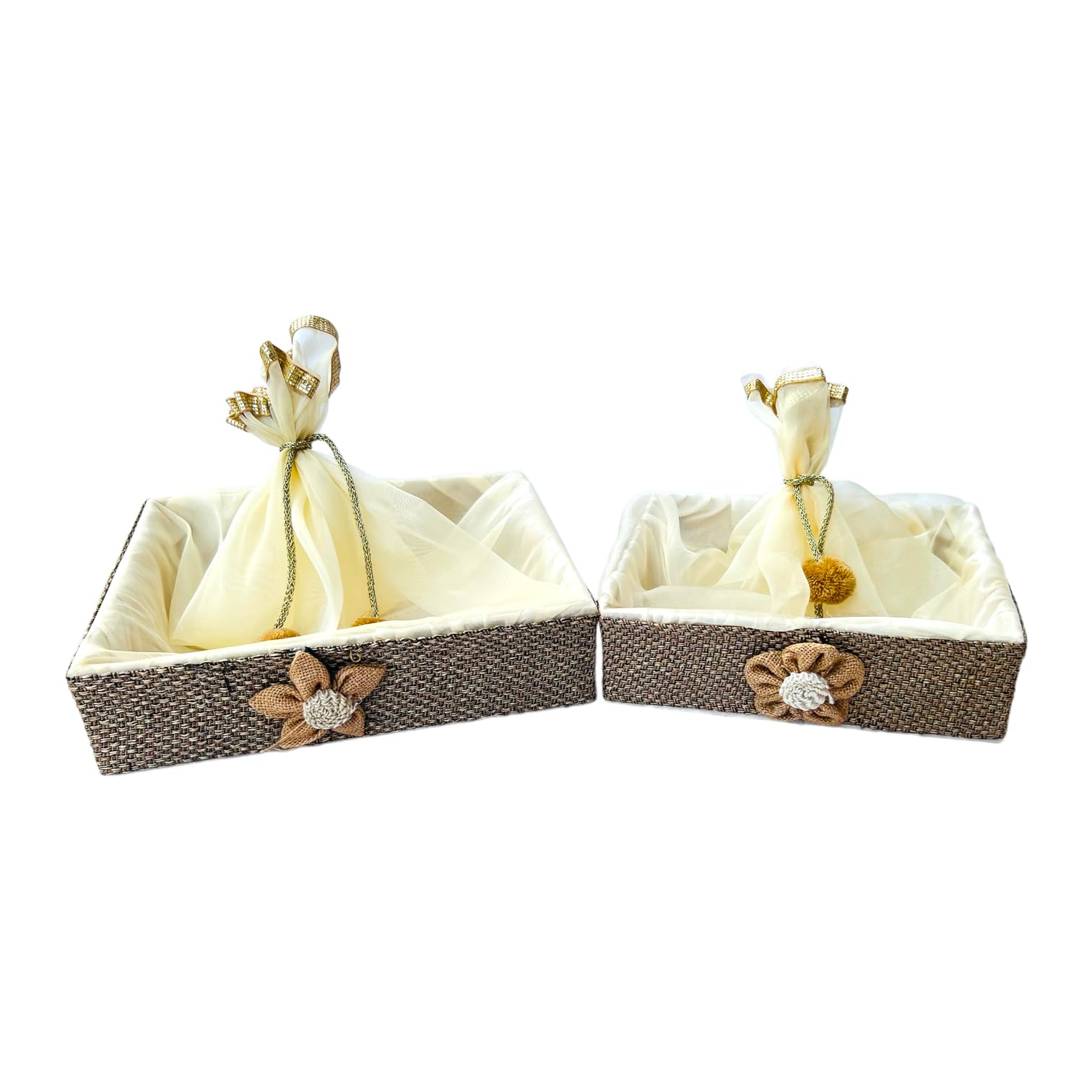Jute Gift Hamper Basket - 12”x12”