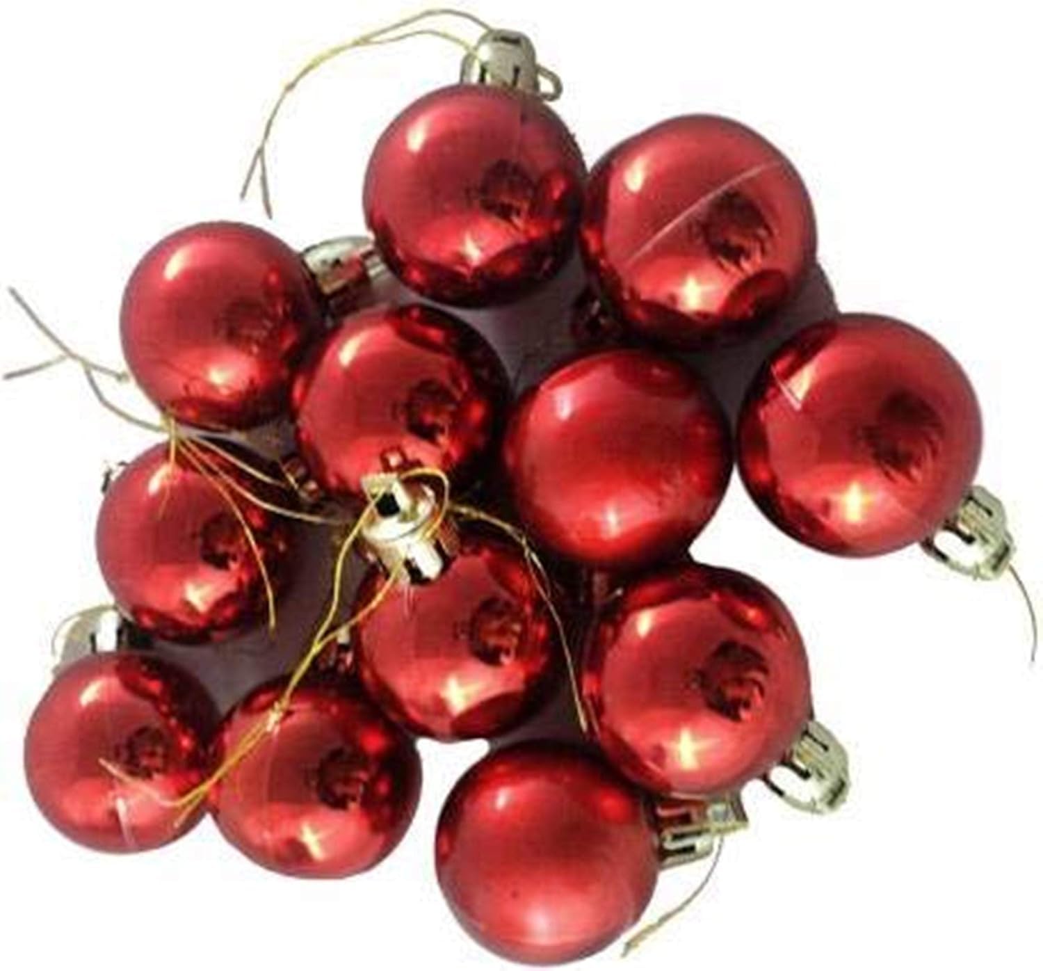 Pack of 12 Red & Golden Glitter Christmas Tree Hanging Balls | Shiny Ornaments for Xmas Décor & Party Decorations
