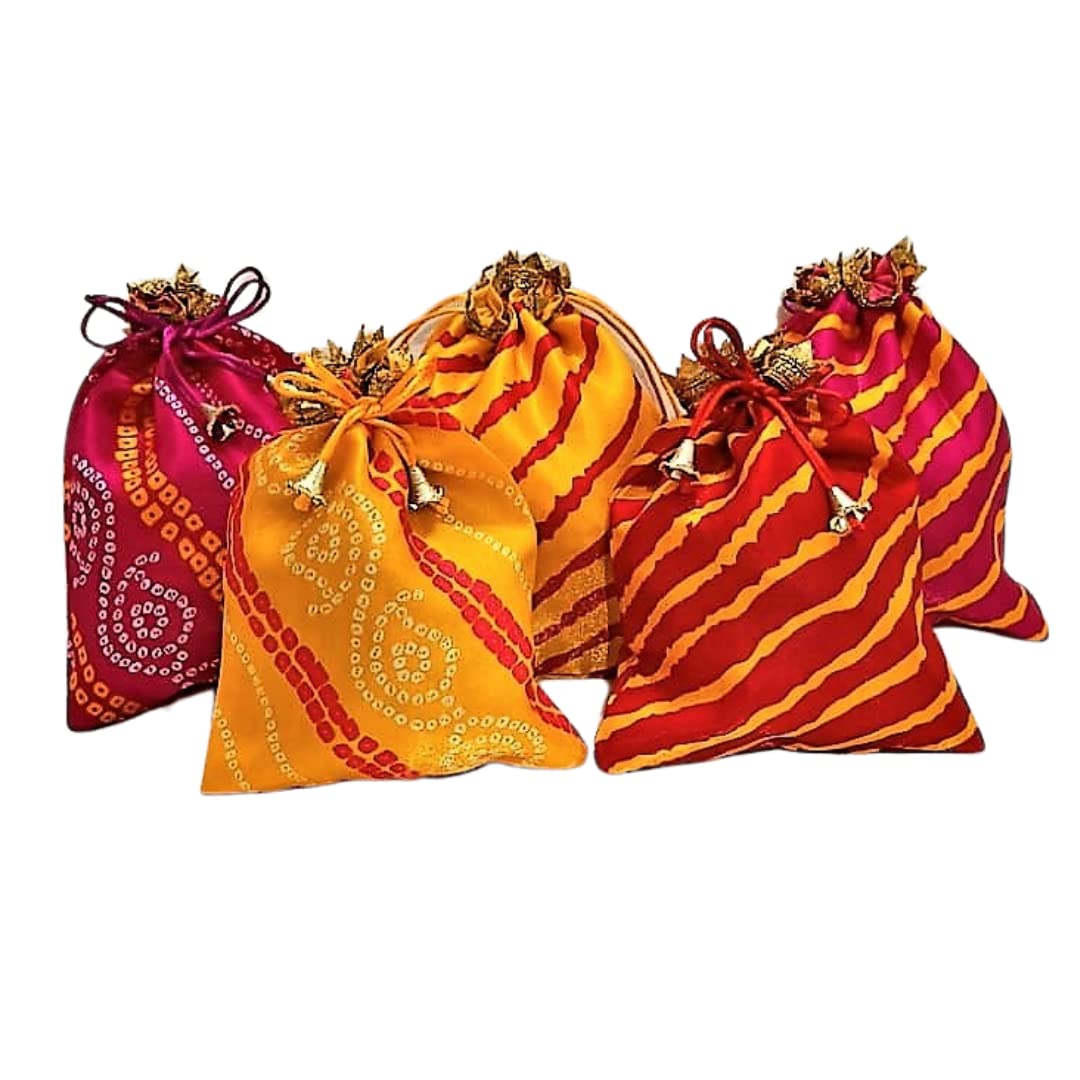 Jaipuri Bandhej Potli Batwa Bag - Return Gifts, Wedding, Dry Fruit Gifting