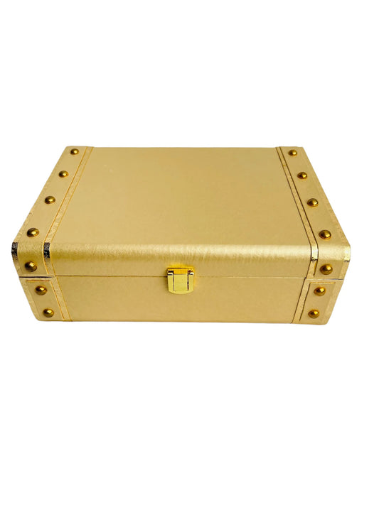 Golden Leatherette MDF Hamper Box