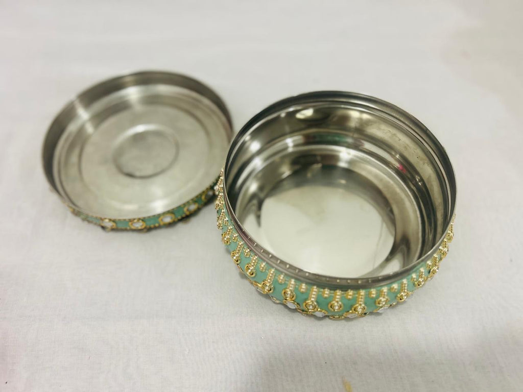 Elegant Steel Laddoo Box for Weddings and Special Ceremonies