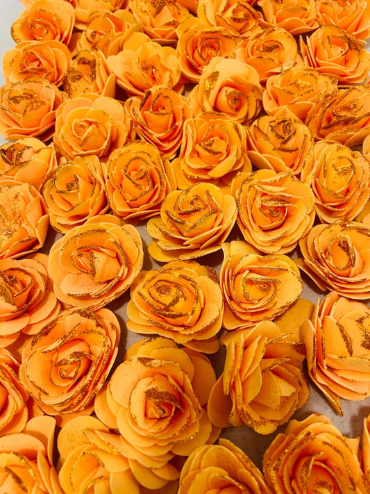 Vibrant 5cm Orange Foam Rose Flowers for Decorative and Creative Projects