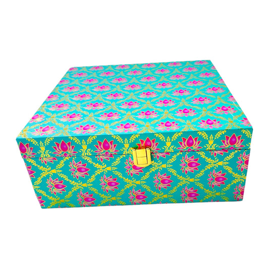 Lotus Print Digital MDF Empty Gift Box, 8inch