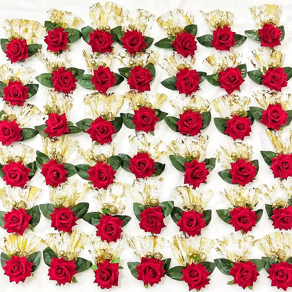 Luxurious Red Velvet Rose Artificial Flower Bunch for Festive Decor and Gift Embellishment