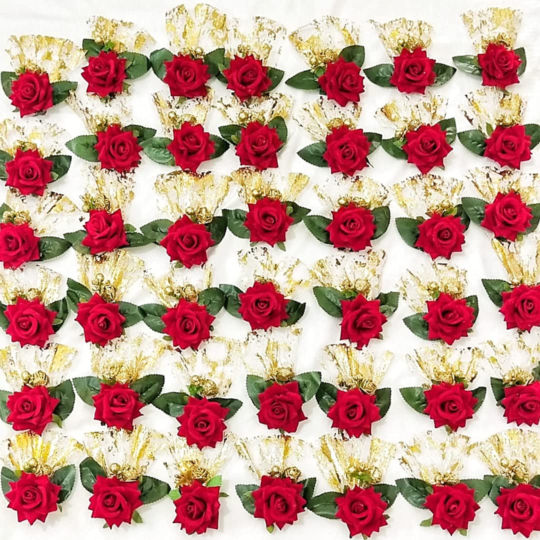 Luxurious Red Velvet Rose Artificial Flower Bunch for Festive Decor and Gift Embellishment