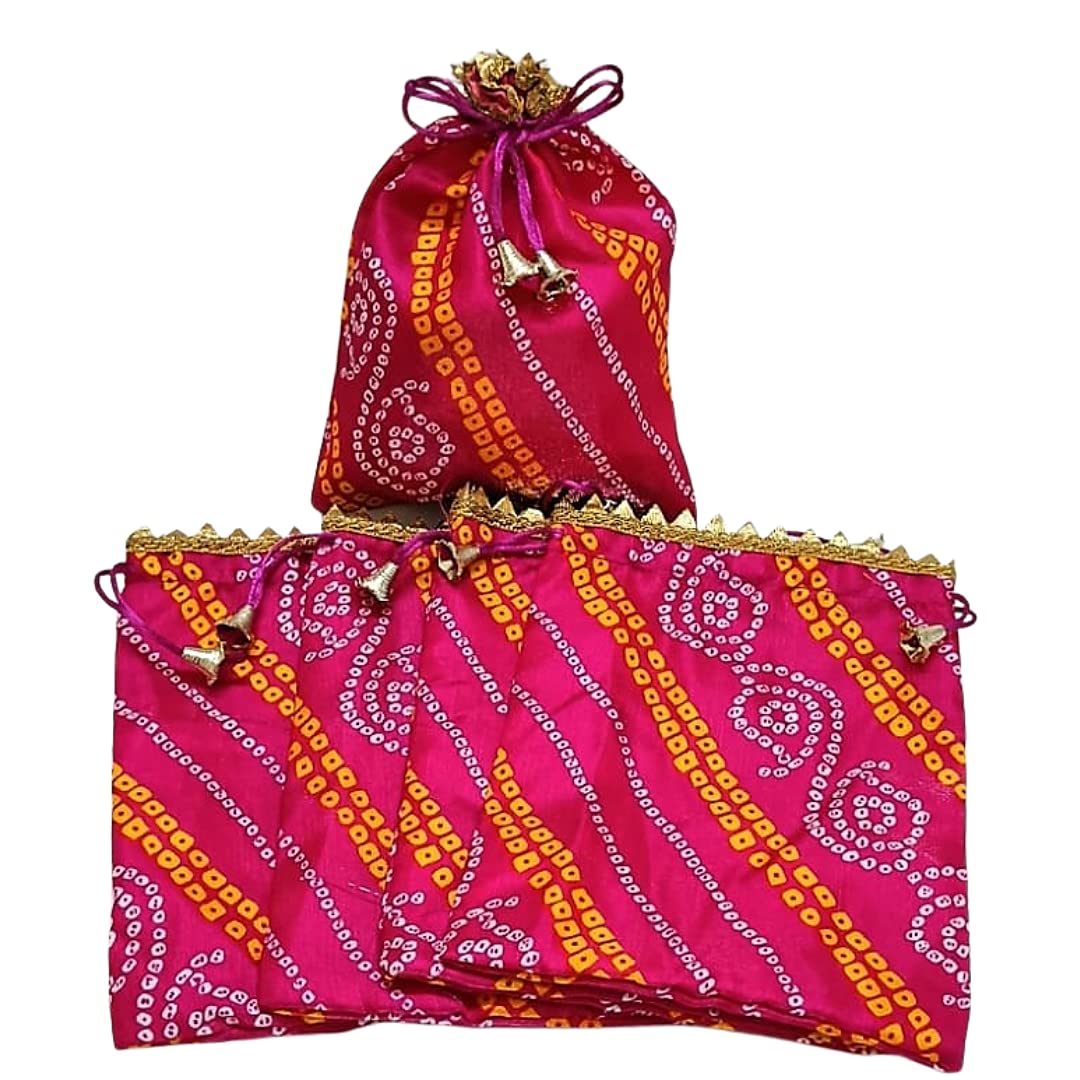 Jaipuri Bandhej Potli Batwa Bag - Return Gifts, Wedding, Dry Fruit Gifting