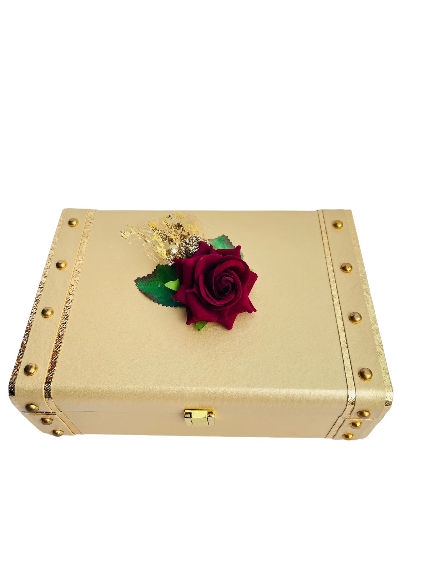 Golden Leatherette MDF Hamper Box