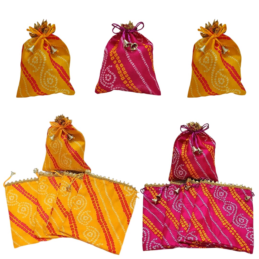 Jaipuri Bandhej Potli Batwa Bag - Return Gifts, Wedding, Dry Fruit Gifting