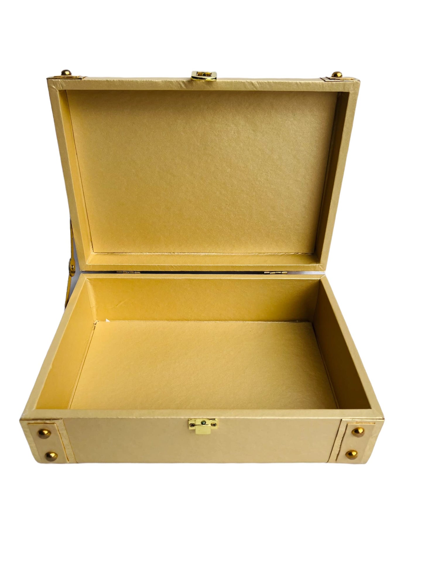 Golden Leatherette MDF Hamper Box