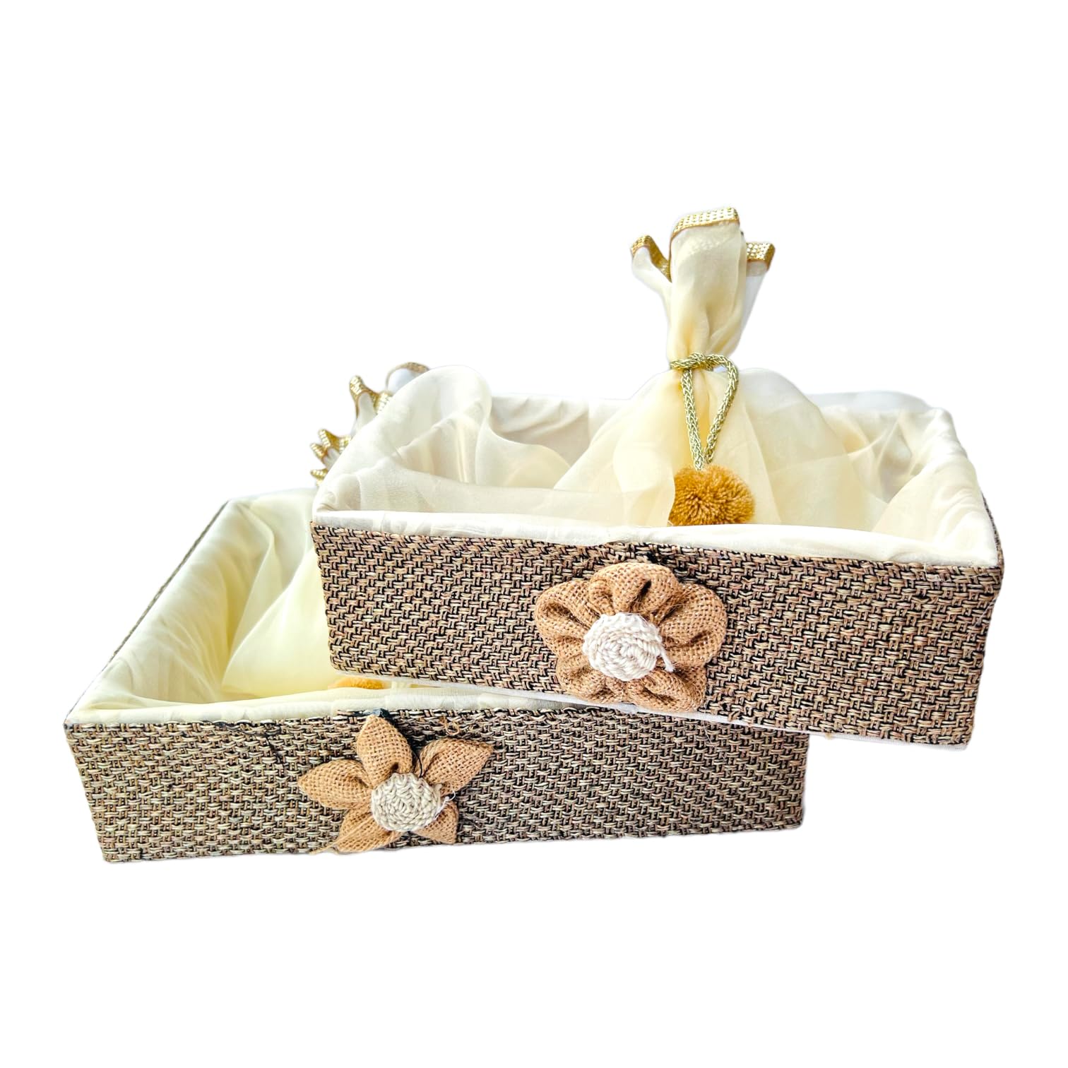 Jute Gift Hamper Basket - 12”x12”